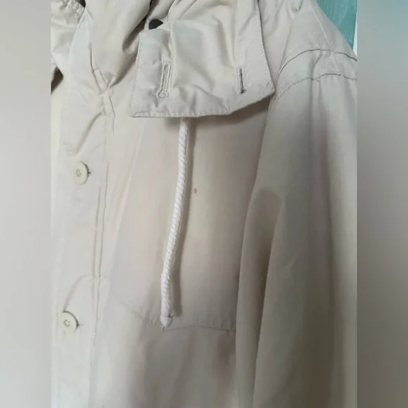 London Fog Men's Ivory Hooded Lined Warm Jacket 40 Reg (S-M) Windbreaker Pockets